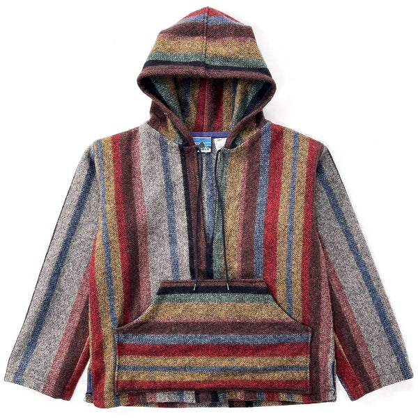 1970s Patagonia “Big Label” Hooded Cotton / Wool Baja Sweater, Multicolor Stripe (S)