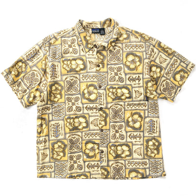 1997 Patagonia Mens Air Conditioned Cotton Print Shirt, Shark Fin Print (L/XL)
