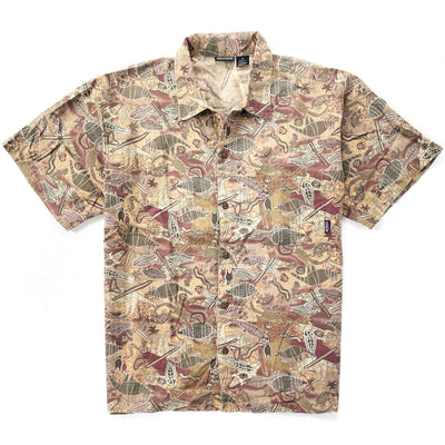 1999 Patagonia Mens A/C Cotton Print Shirt, Wombat: Olive (M/L)