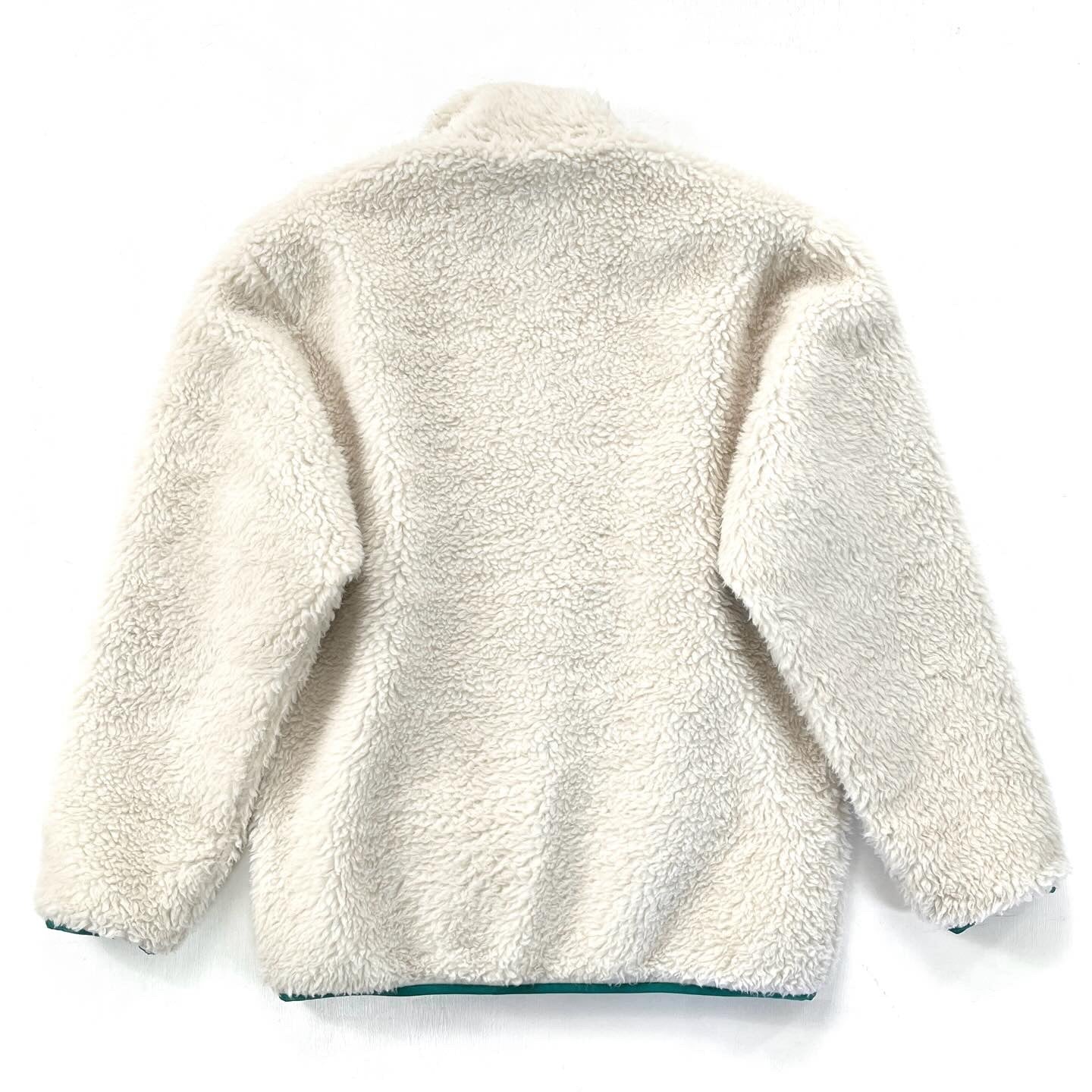 2012 Patagonia Classic Retro-X “Deep Pile” Fleece Cardigan, Natural & Green (M)