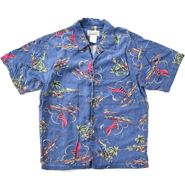 2004 Patagonia Limited Edition Pataloha Print Shirt, Blue Tropical Print (M)