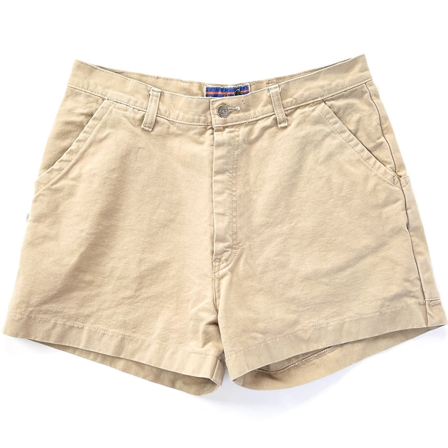 1970s Patagonia First Edition Chouinard Equipment Stand Up Shorts, Tan (34)