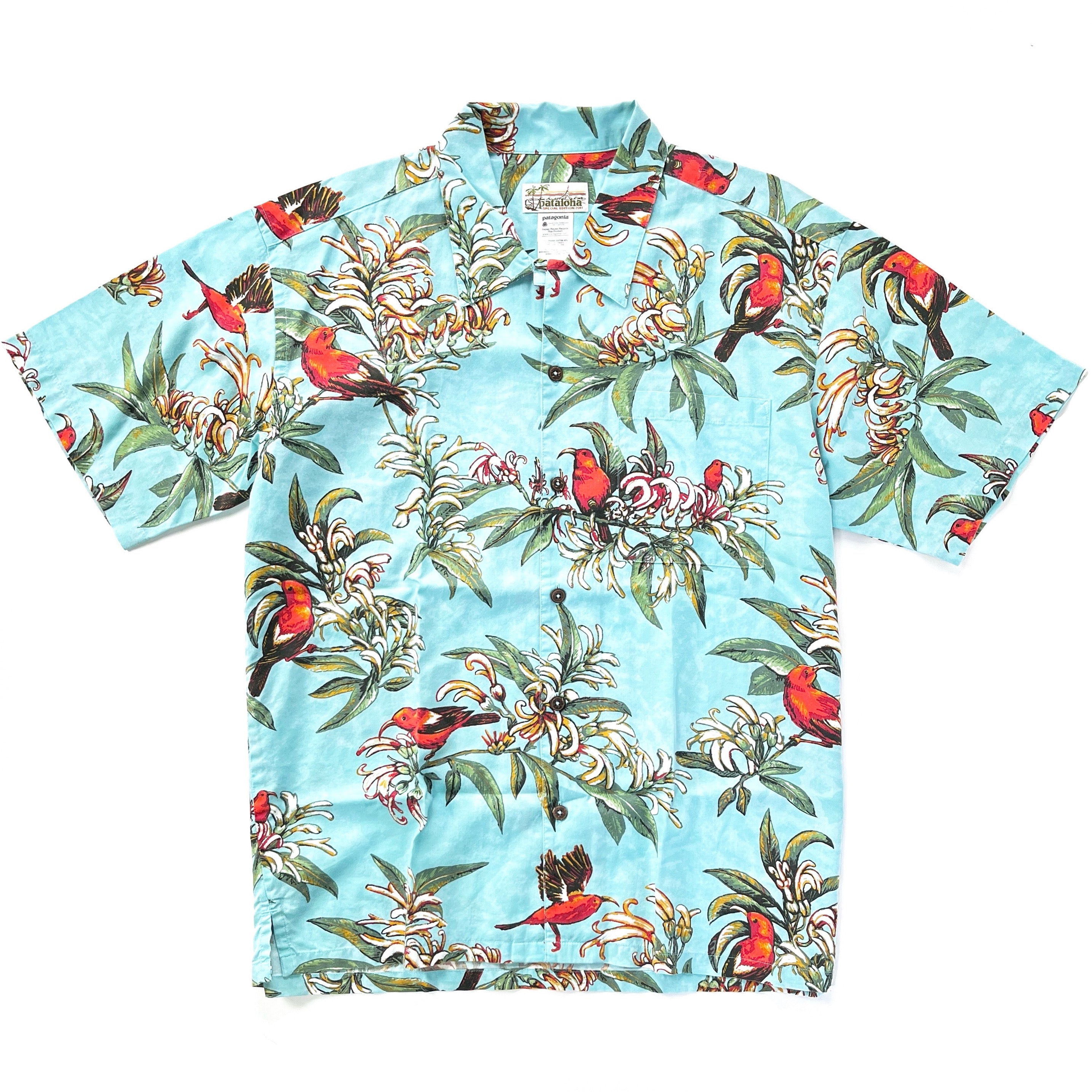 2011 Patagonia Limited Edition Pataloha Print Shirt, Birds & Flowers Print (L)