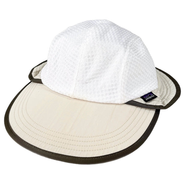2000 Patagonia Made In The U.S.A. Vented Duckbill Sun Cap, White & Light Tan (L)