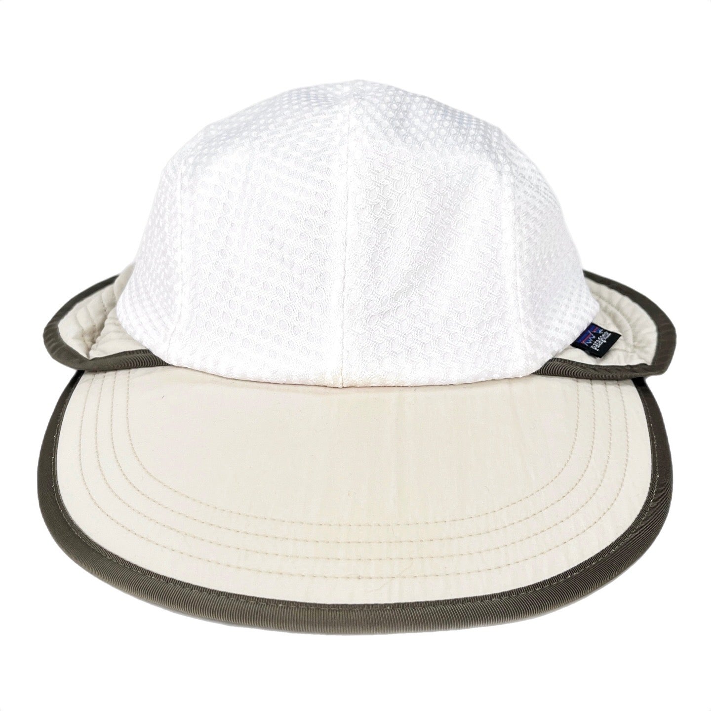 2000 Patagonia Made In The U.S.A. Vented Duckbill Sun Cap, White & Light Tan (L)