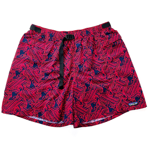 1999 Patagonia Mens 5” Printed Nylon River Shorts, Paddlers: Phoenix Red (XL)