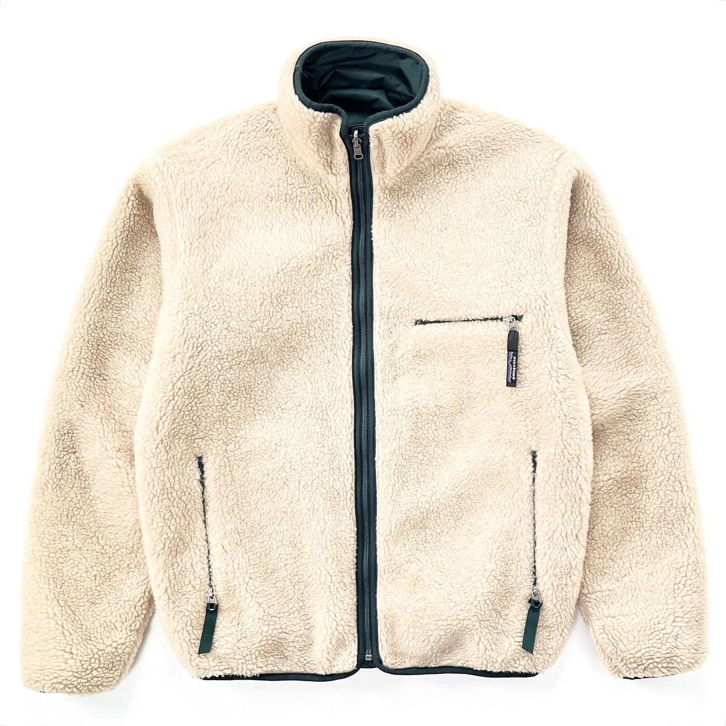 1998 Patagonia Reversible Deep Pile Glissade Cardigan, Natural & Hunter (M)