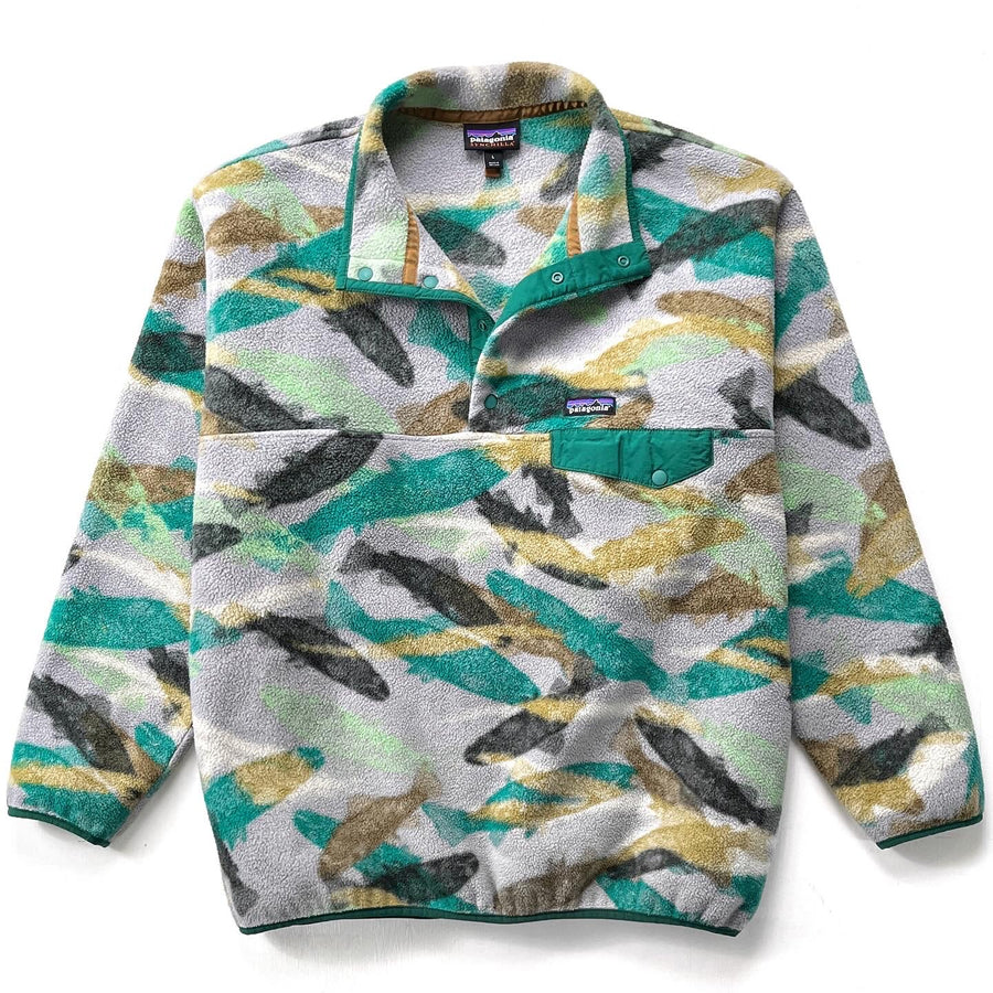 2016 Patagonia Printed Synchilla Snap-T, Trout Tails: Green (L)