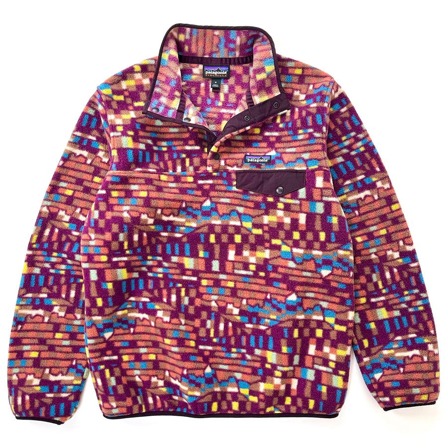 2023 Patagonia Womens Printed Synchilla Snap-T, Fitz Roy Patchwork: Plum (M)