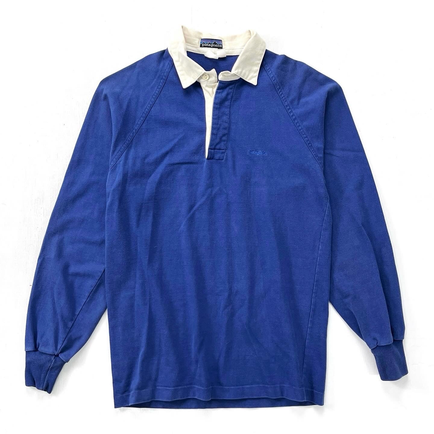 1983 Patagonia Heavyweight Cotton Rugby Shirt, Navy Blue (XS)