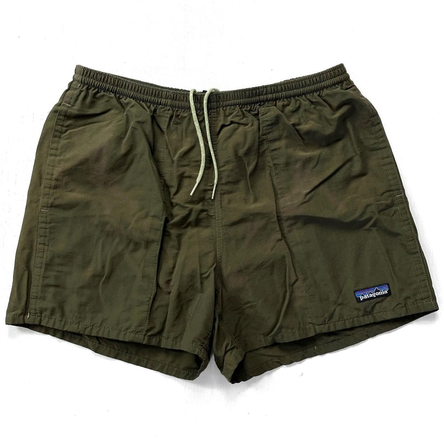 1995 Patagonia Mens 3.5” Nylon Baggies Shorts, Dark Olive (S)