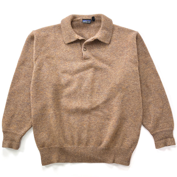 1988 Patagonia Heavyweight Collared Wool Knit Sweater, Brown (L)
