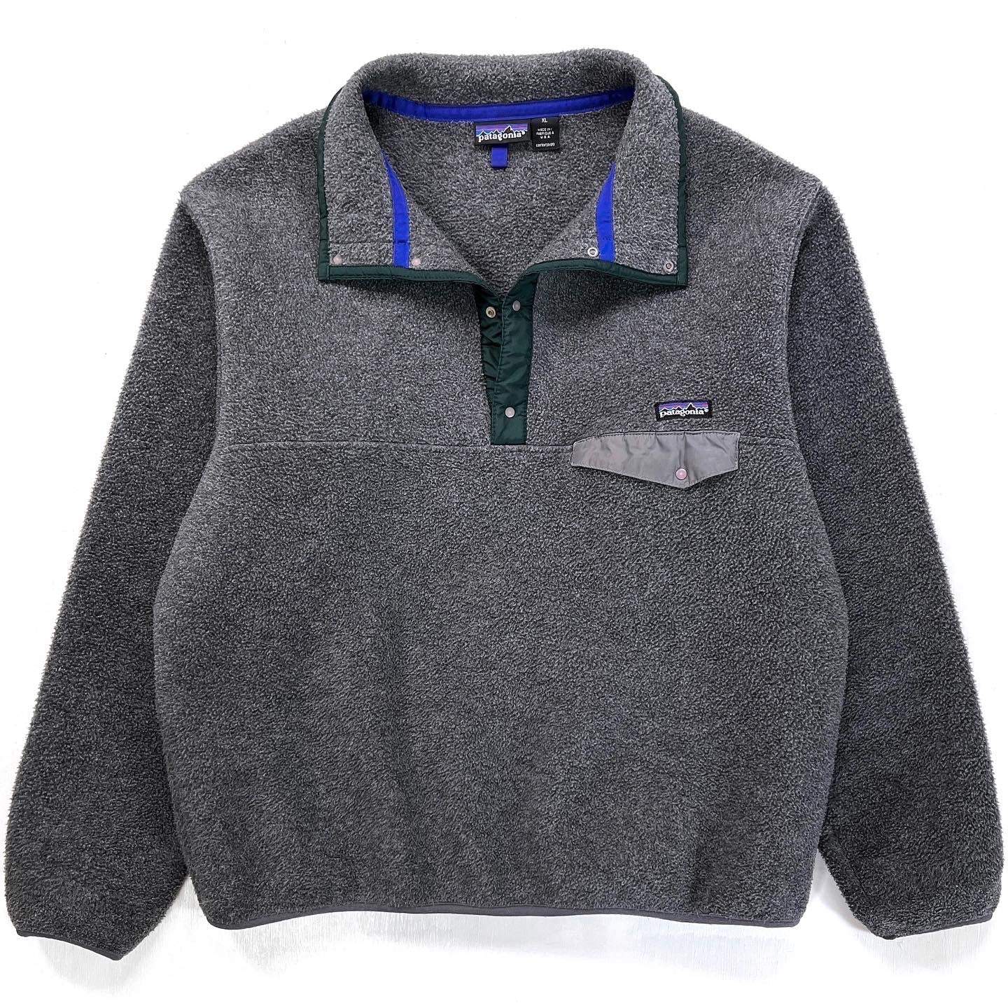 1992 Patagonia Synchilla Snap-T Pullover, Charcoal & Hunter (XL)