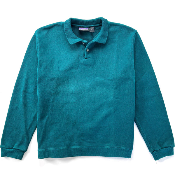1988 Patagonia Heavyweight Collared Cotton Knit Sweater, Bluegrass (M)