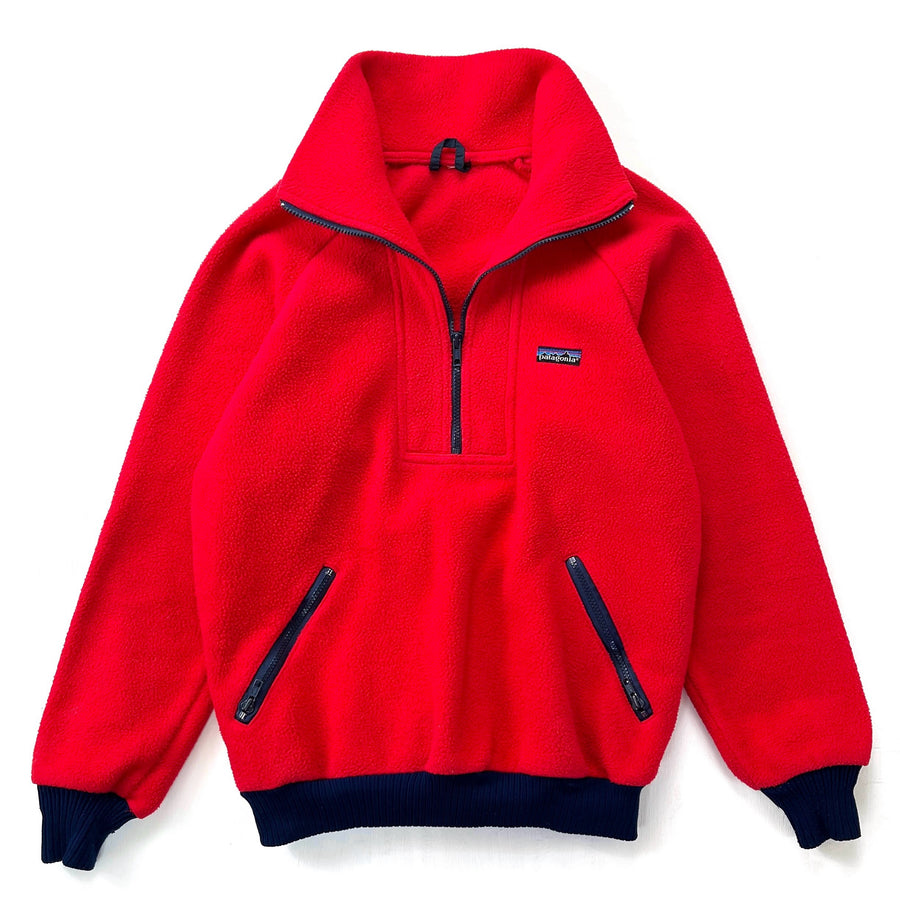 1980s Patagonia Bunting Half-Zip Fleece Sweater, Red & Navy (S)