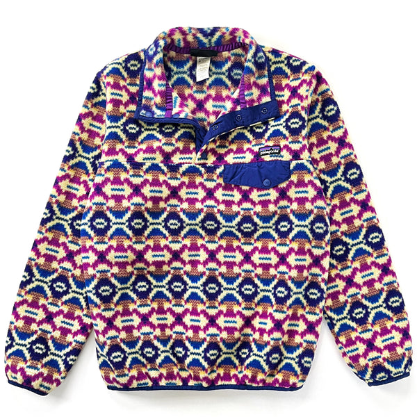 2013 Patagonia Womens Printed Synchilla Snap-T, Aberdeen: Blue Butterfly (S)