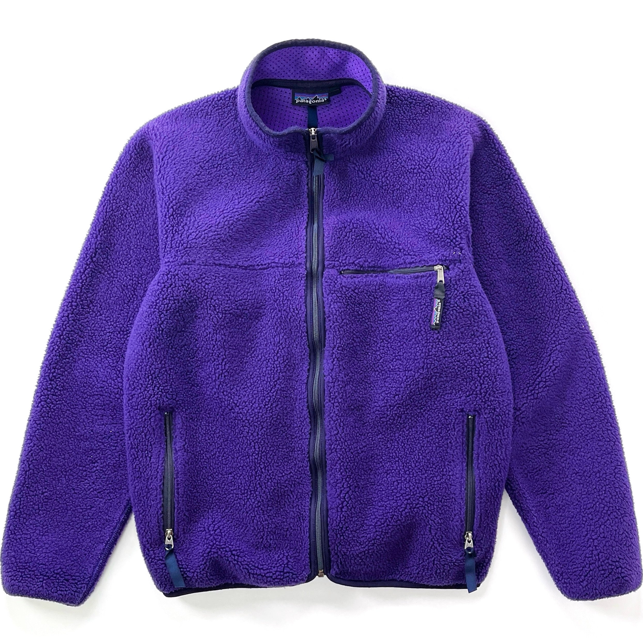 1990 Patagonia Made In The U.S.A. Retro Pile Cardigan, Eggplant & Purple (L)