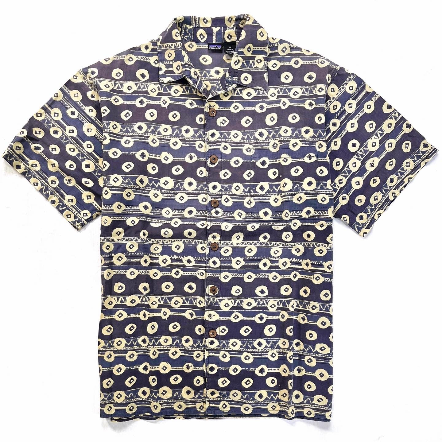 1995 Patagonia Mens Surya Batik Print Shirt, Tribal: Condor (M/L)