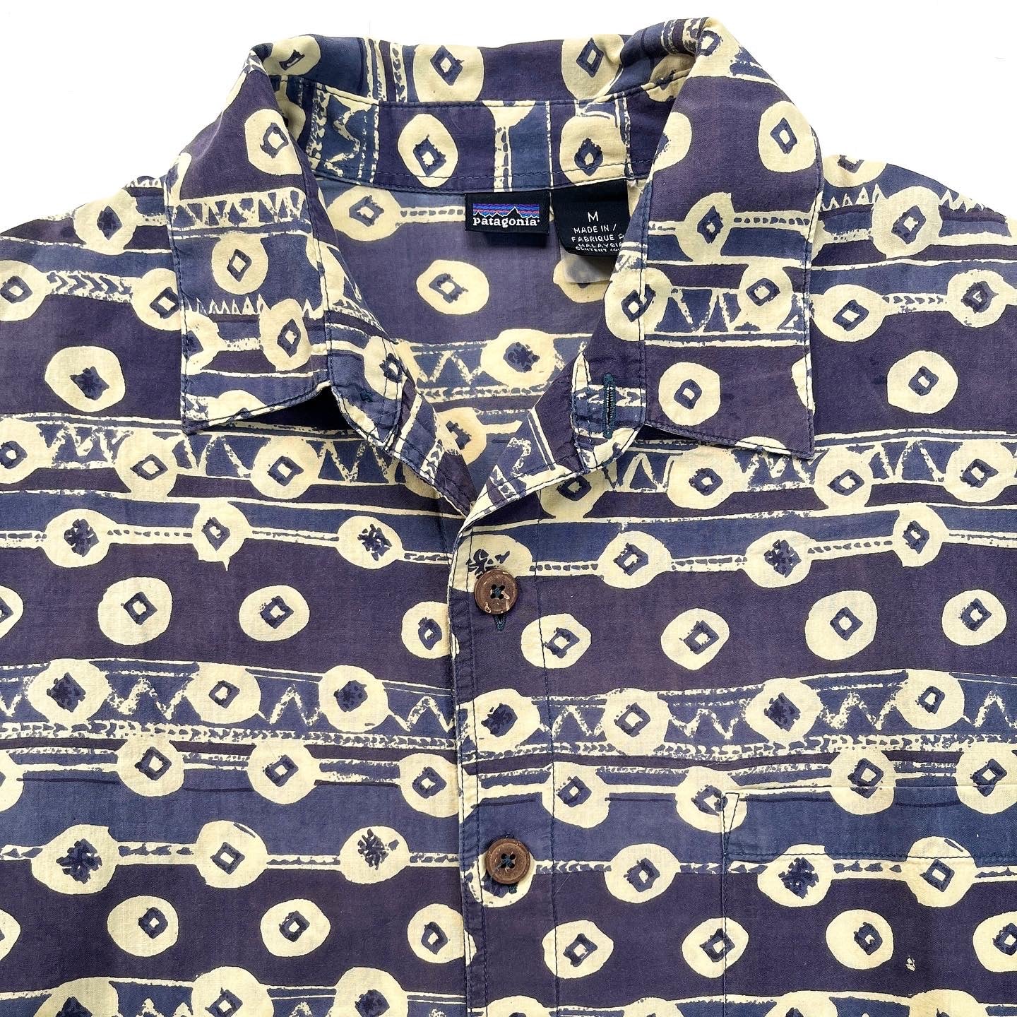 1995 Patagonia Mens Surya Batik Print Shirt, Tribal: Condor (M/L)