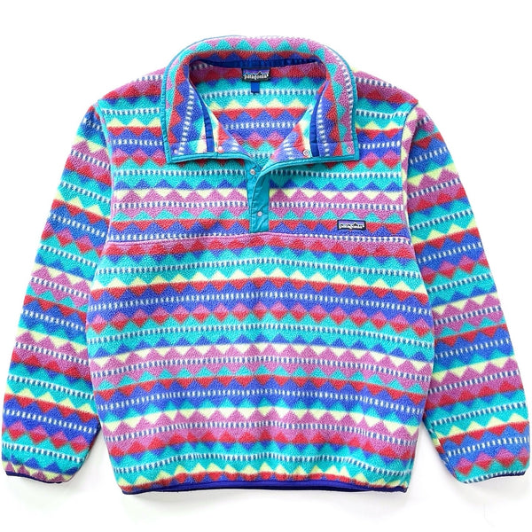 1992 Patagonia Made In The U.S.A. Printed Synchilla Snap-T, Diamonds: Light Plum (L)
