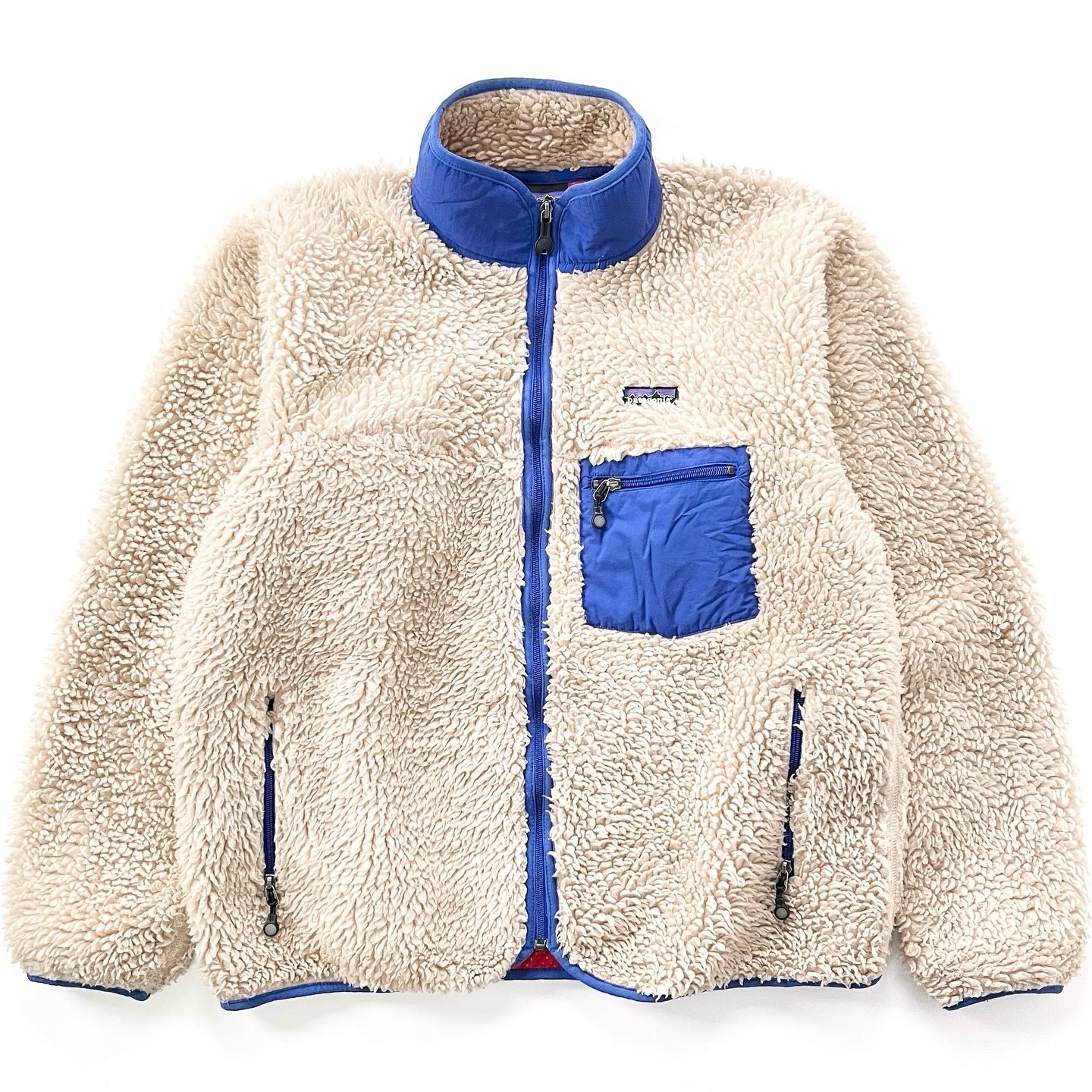 ジャケット・アウター VINTAGE patagonia Classic RETRO Cardigan 2004 Patagonia “Deep Pile” Classic Retro Cardigan, Natural & Cobalt (L