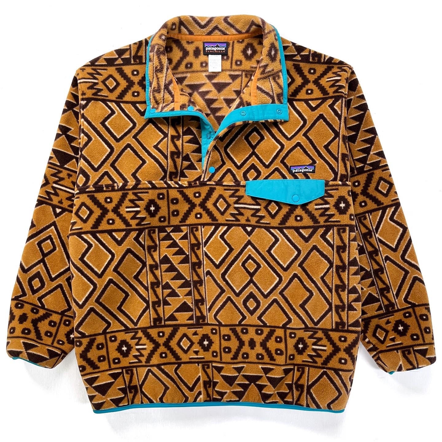 2014 Patagonia Printed Synchilla Snap-T, Montana Siete: Brown (L/XL)