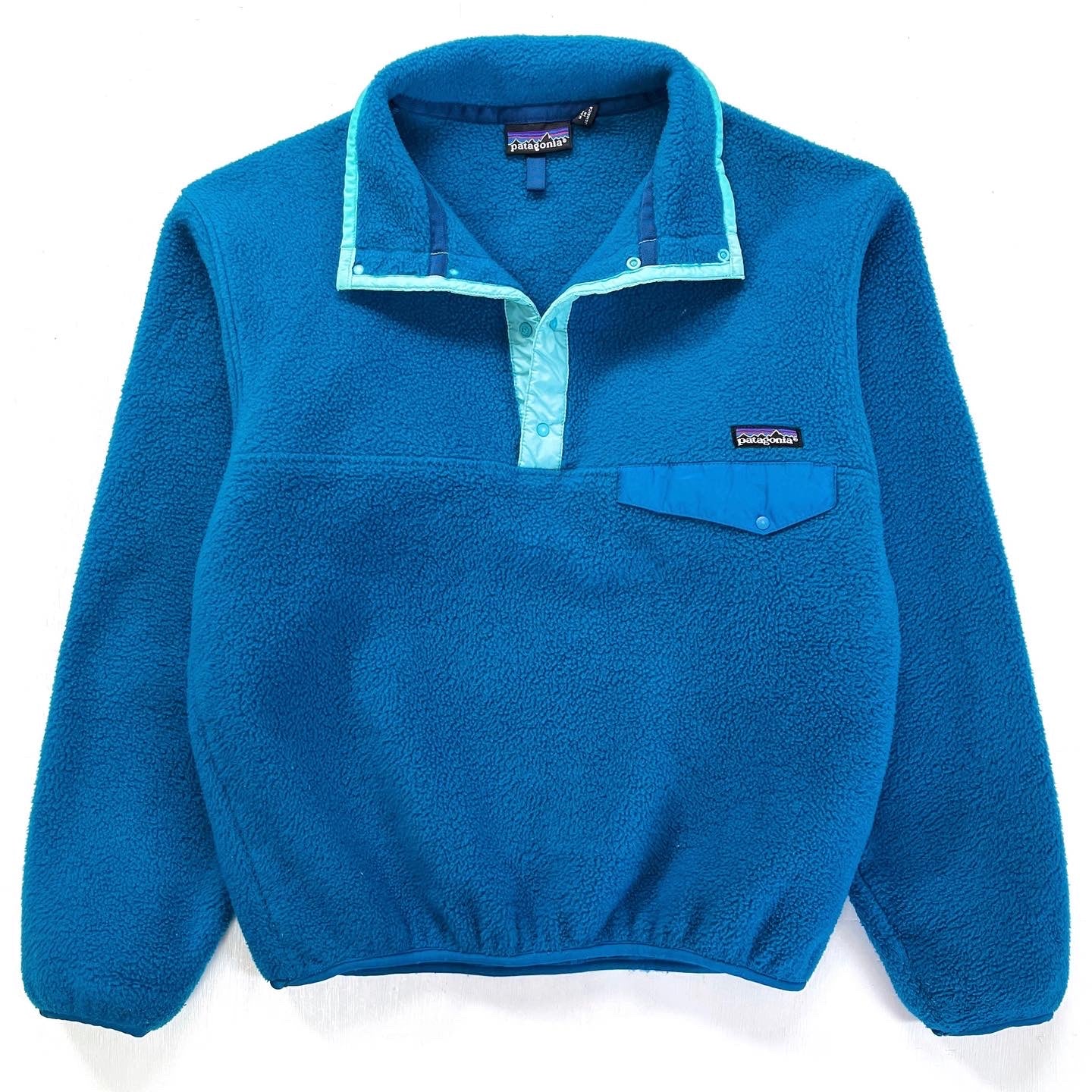 1991 Patagonia Synchilla Snap-T, Deep Water & Caribbean (M)