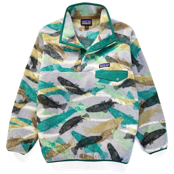 2016 Patagonia Printed Synchilla Snap-T, Trout Tails: Green (XS/S)