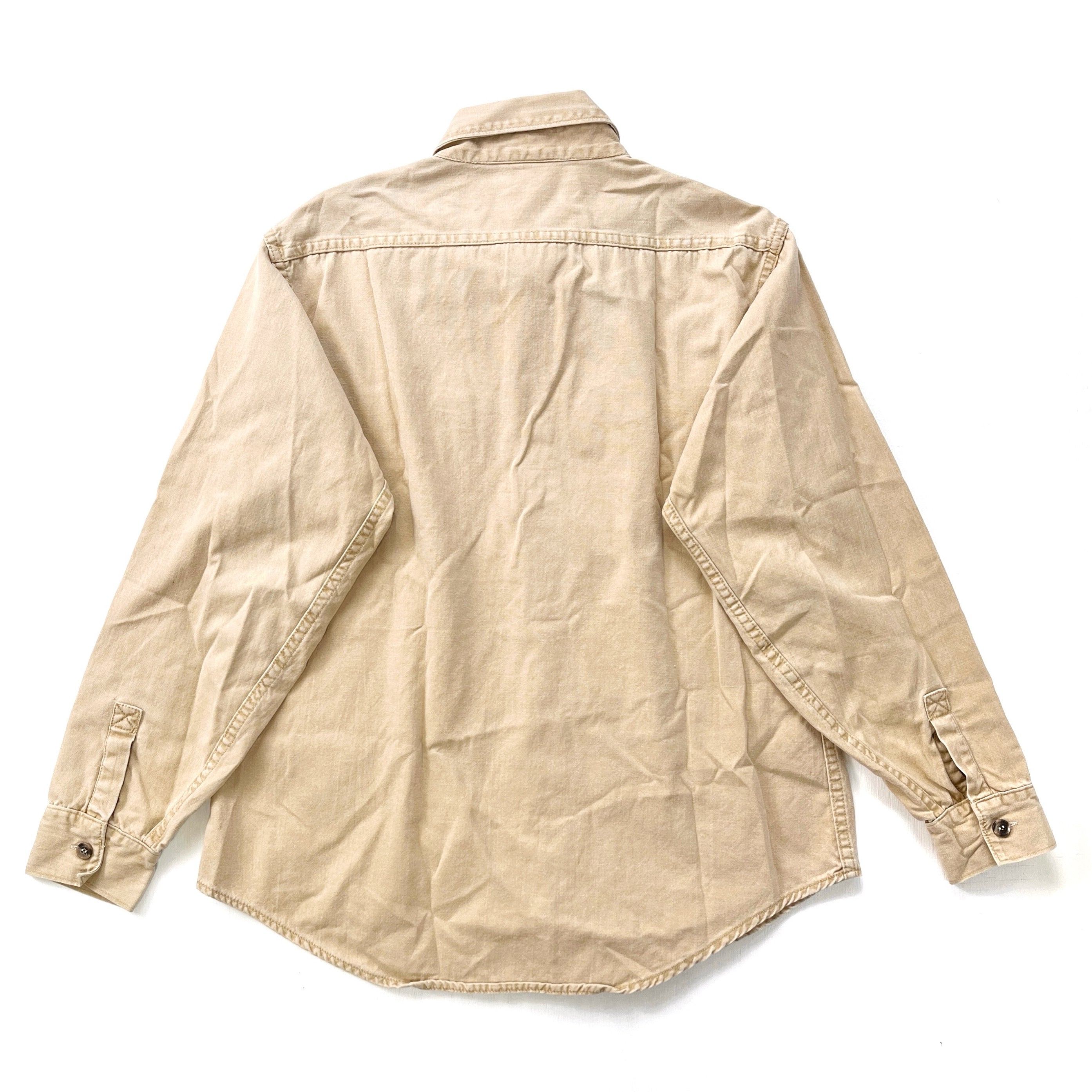 1970s Patagonia “Big Label” Cotton Canvas Shirt, Light Tan (L)
