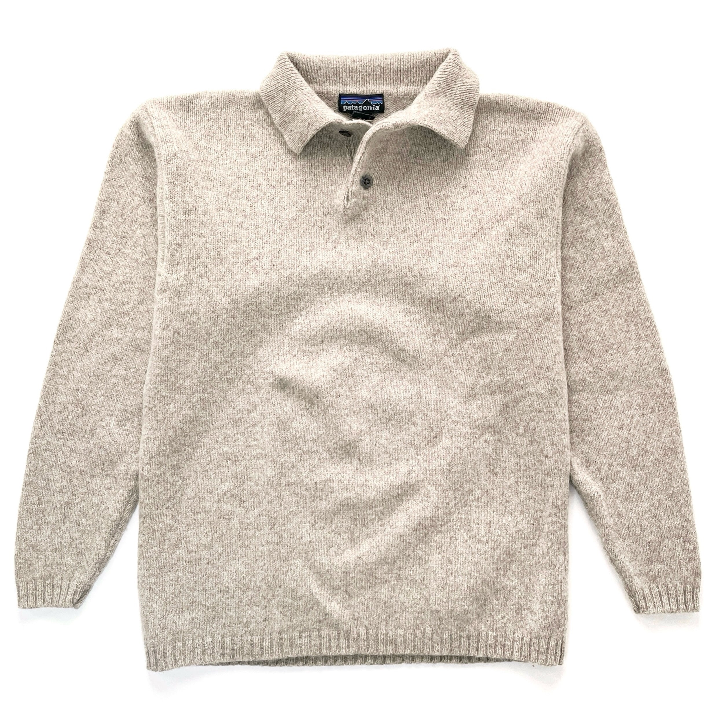 1997 Patagonia Collared Brushed Wool Knit Sweater, Light Oatmeal (S/M)