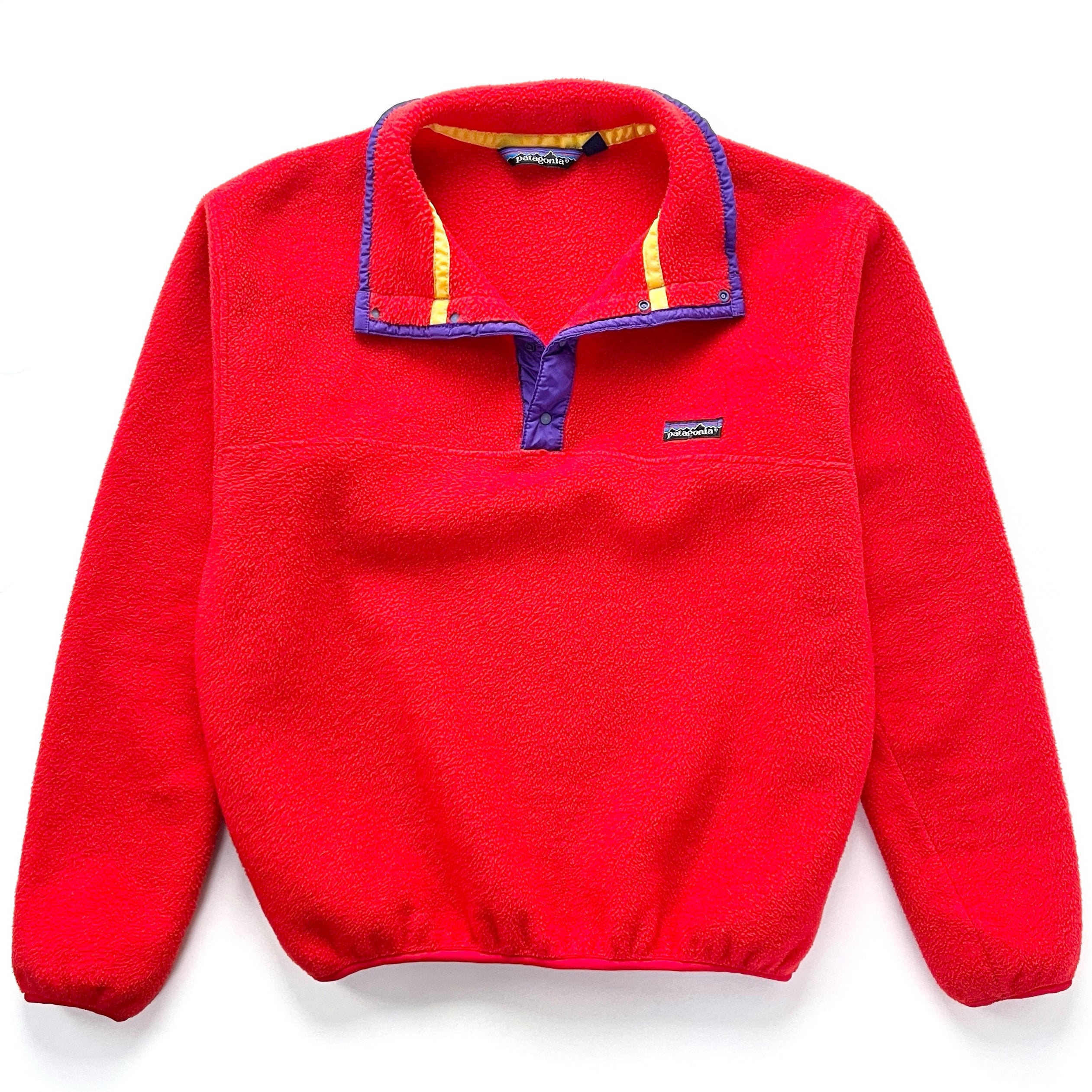 1988 Patagonia Made In The U.S.A. Synchilla Snap-T, Bright Red & Purple (M)