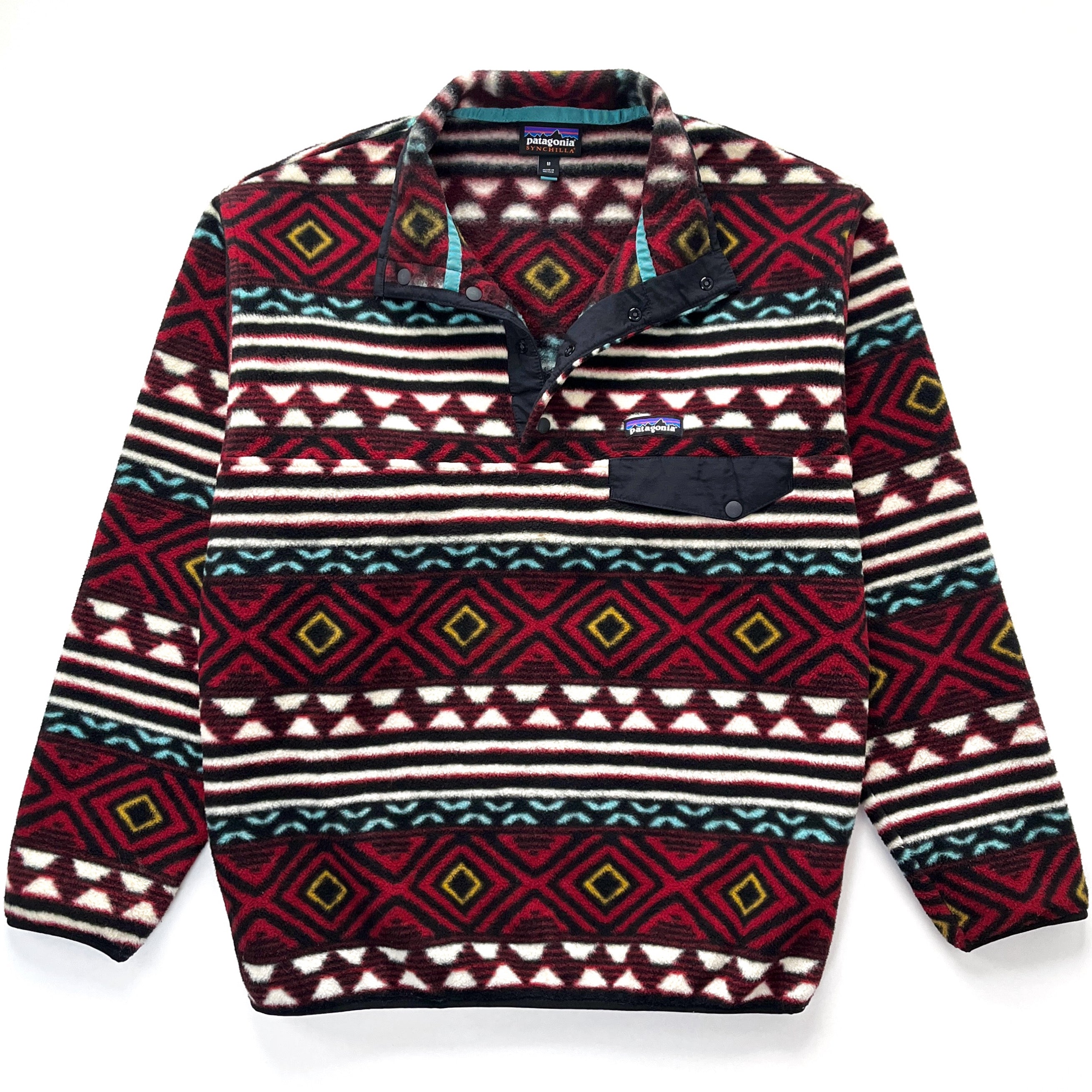 2016 Patagonia Printed Synchilla Snap-T Pullover, Saltillo: Cinder Red (M/L)