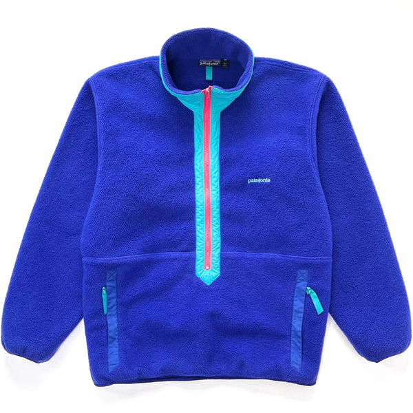 1989 Patagonia Made In The U.S.A. Half-Zip Synchilla Fleece Sweater, Cobalt (M)