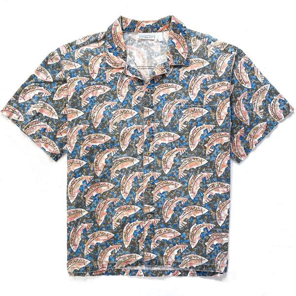 1992 Patagonia Mens A/C Cotton Print Shirt, Fish: Seaweed (XL)