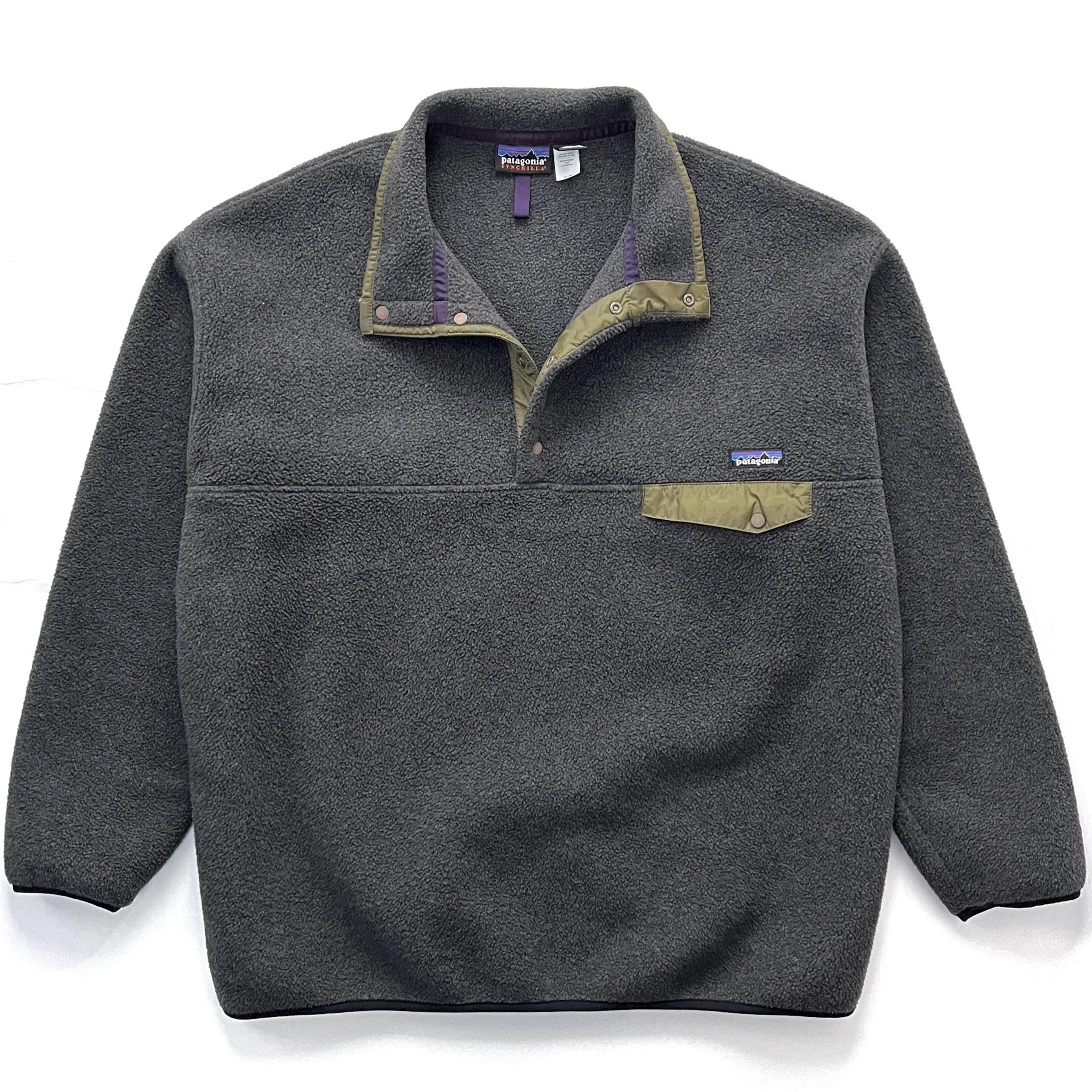 1998 Patagonia Made In The U.S.A. Synchilla Snap-T, Black Heather (XXL)