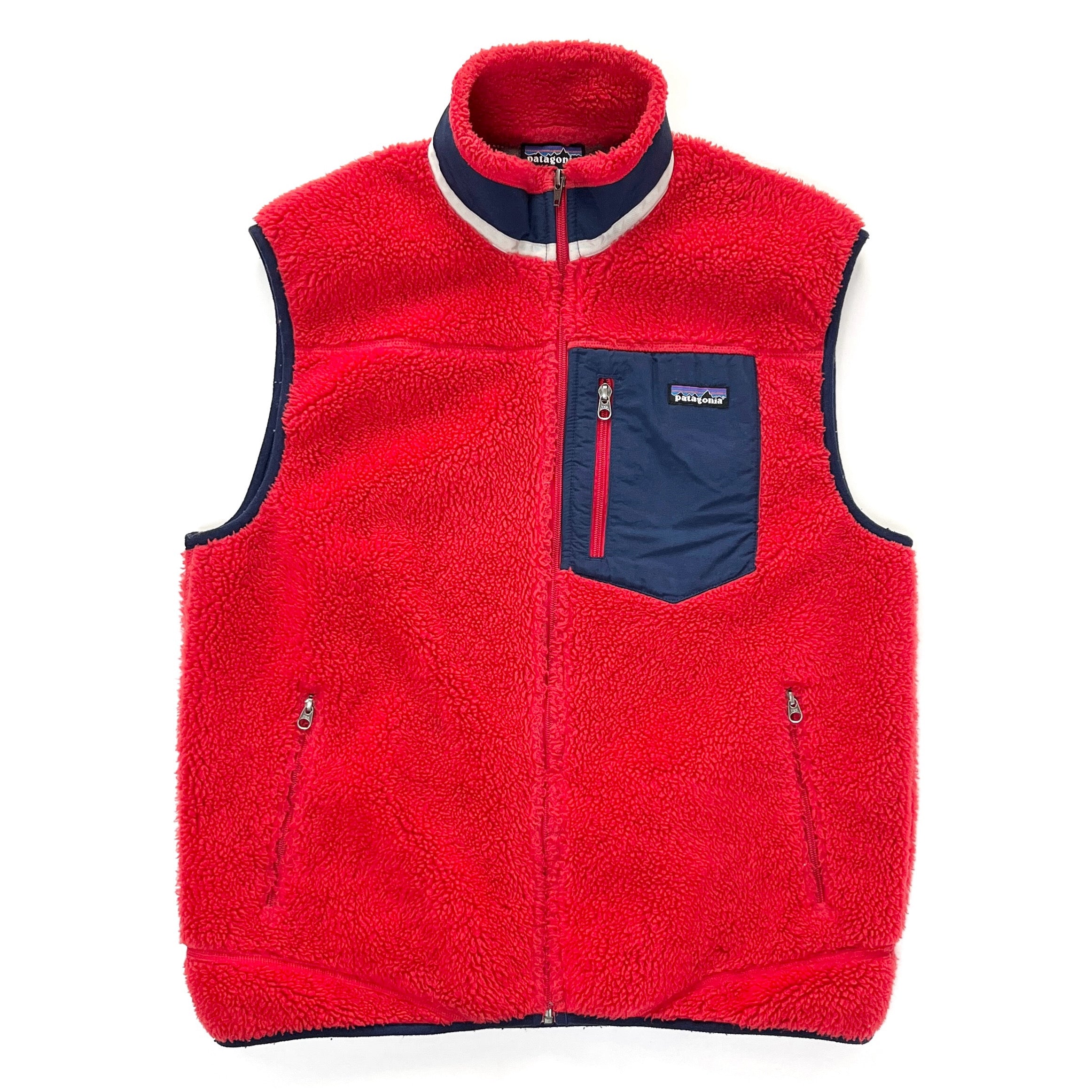 2012 Patagonia Classic Retro-X Fleece Vest, Chili Red & Classic Navy (L)