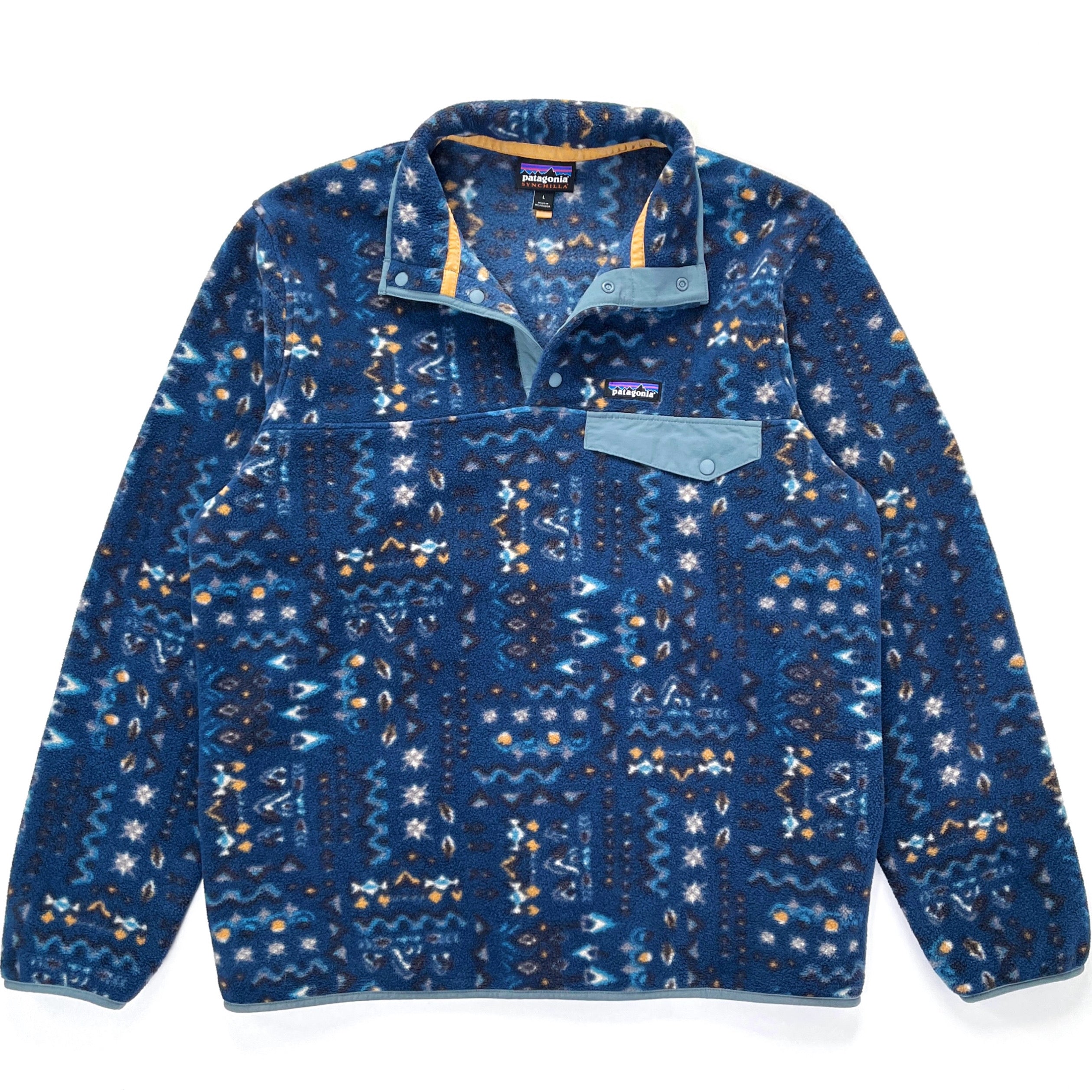2022 Patagonia Printed Synchilla Snap-T, Wandering Woods: Tidepool Blue (L)