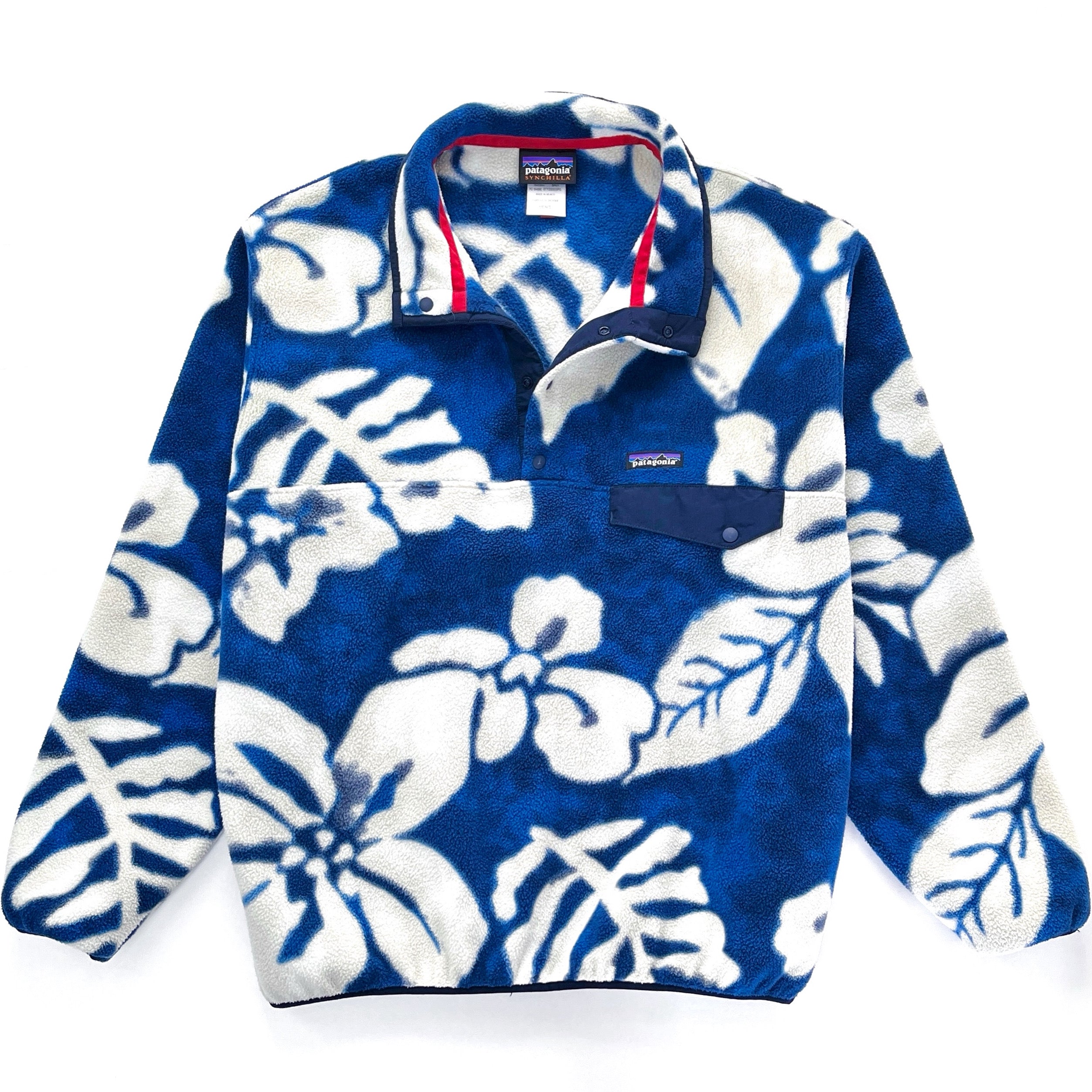 2015 Patagonia Printed Synchilla Snap-T Pullover, Spice Garden: Navy Blue (L)