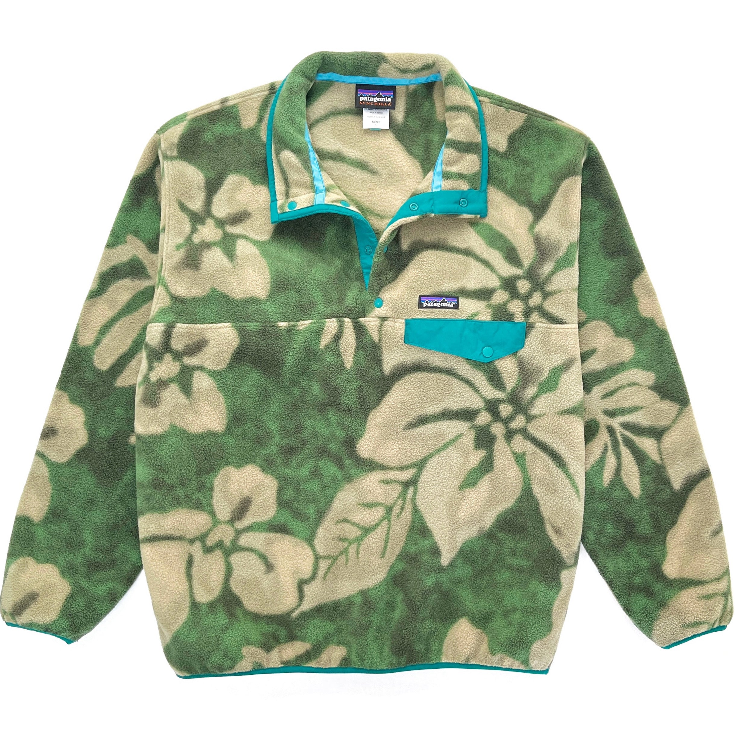 2015 Patagonia Printed Synchilla Snap-T, Spice Garden: Camp Green (L)