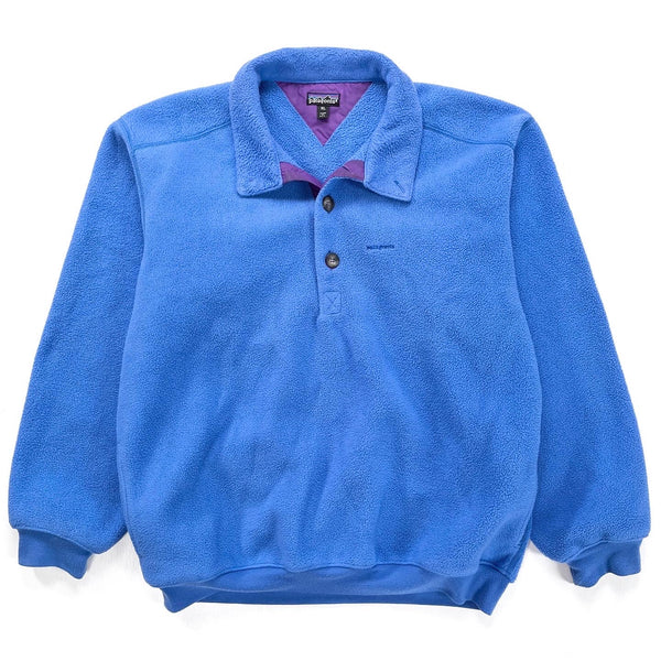 1991 Patagonia Collared Synchilla Fleece Sweater, Bright Blue (XL)