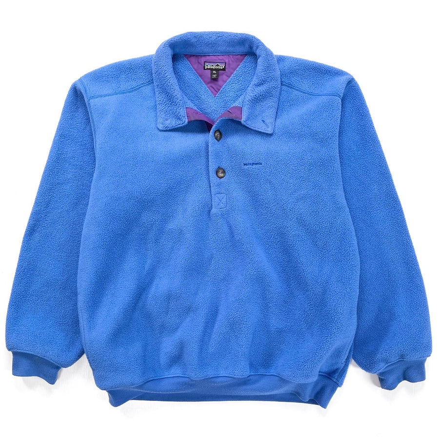 1991 Patagonia Collared Synchilla Fleece Sweater, Bright Blue (XL)