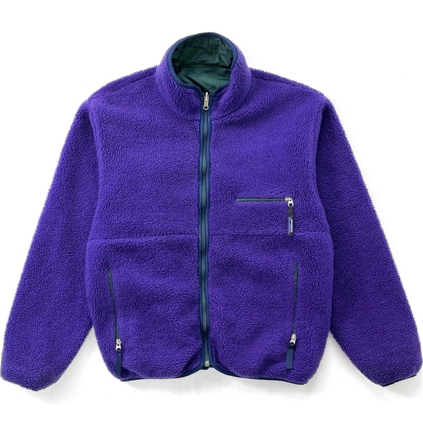 1993 Patagonia Reversible Deep Pile Glissade Cardigan, Eggplant & Hunter (L)