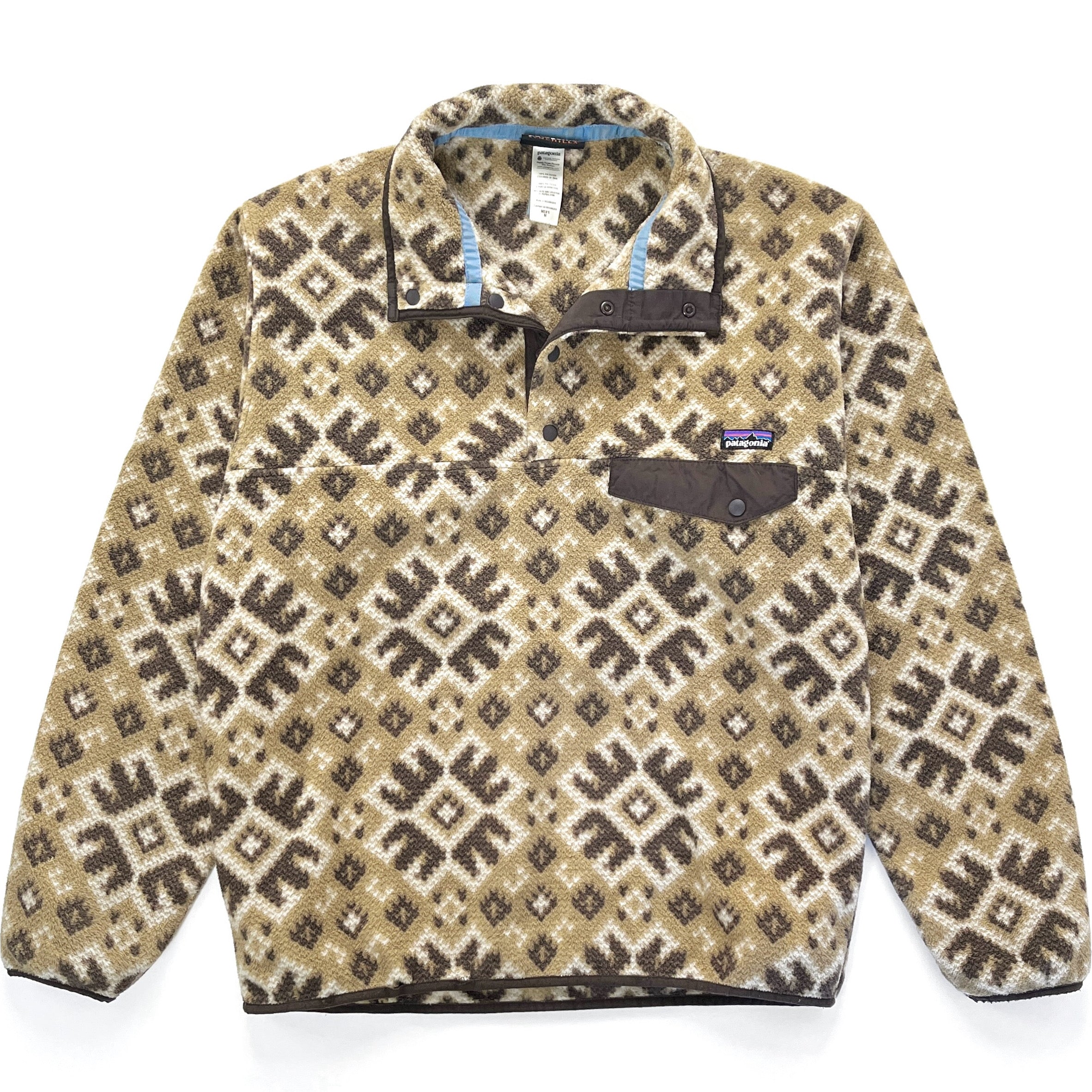 2013 Patagonia Printed Synchilla Snap-T Pullover, Aurora: Retro Khaki (M)