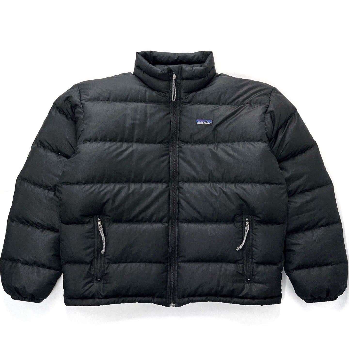 2002 Patagonia Mens Hi-Loft Full-Zip Down Jacket, Black / Black (L)