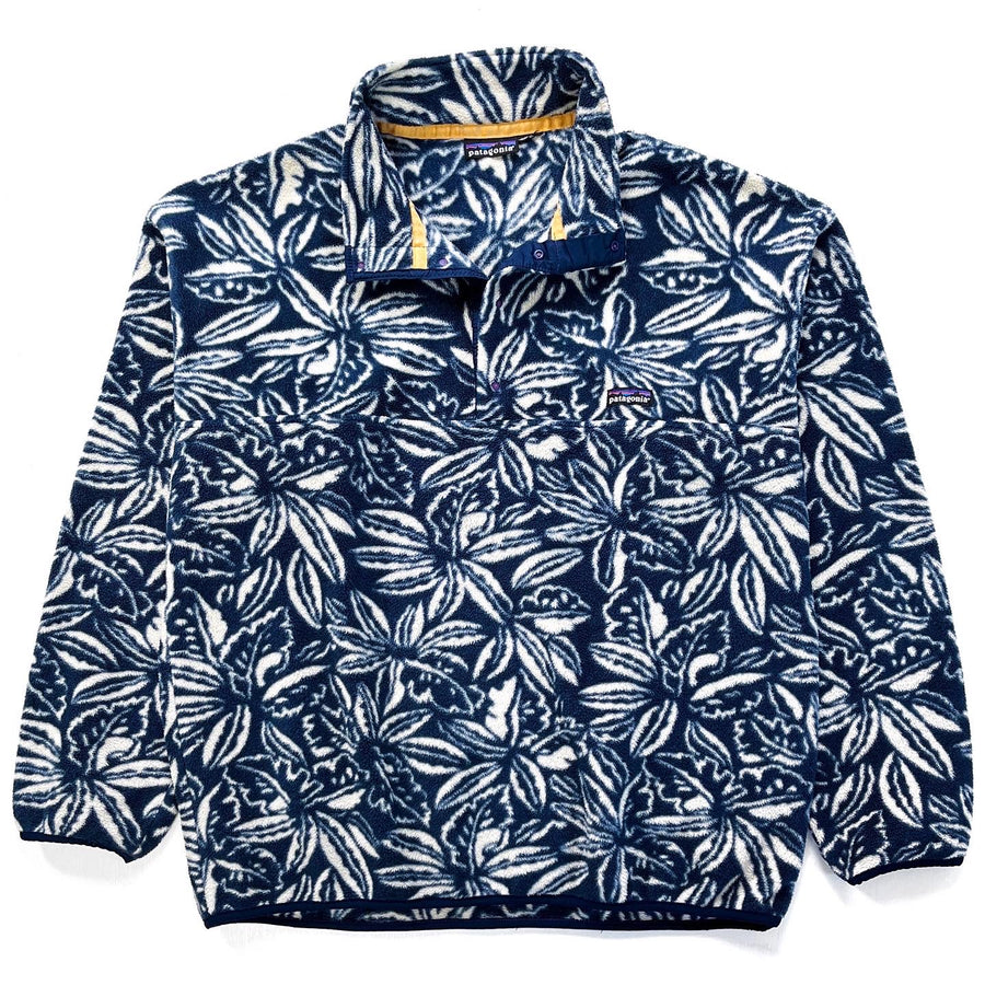 1994 Patagonia Printed Synchilla Snap-T, Tropical: Ink Blue (XL)
