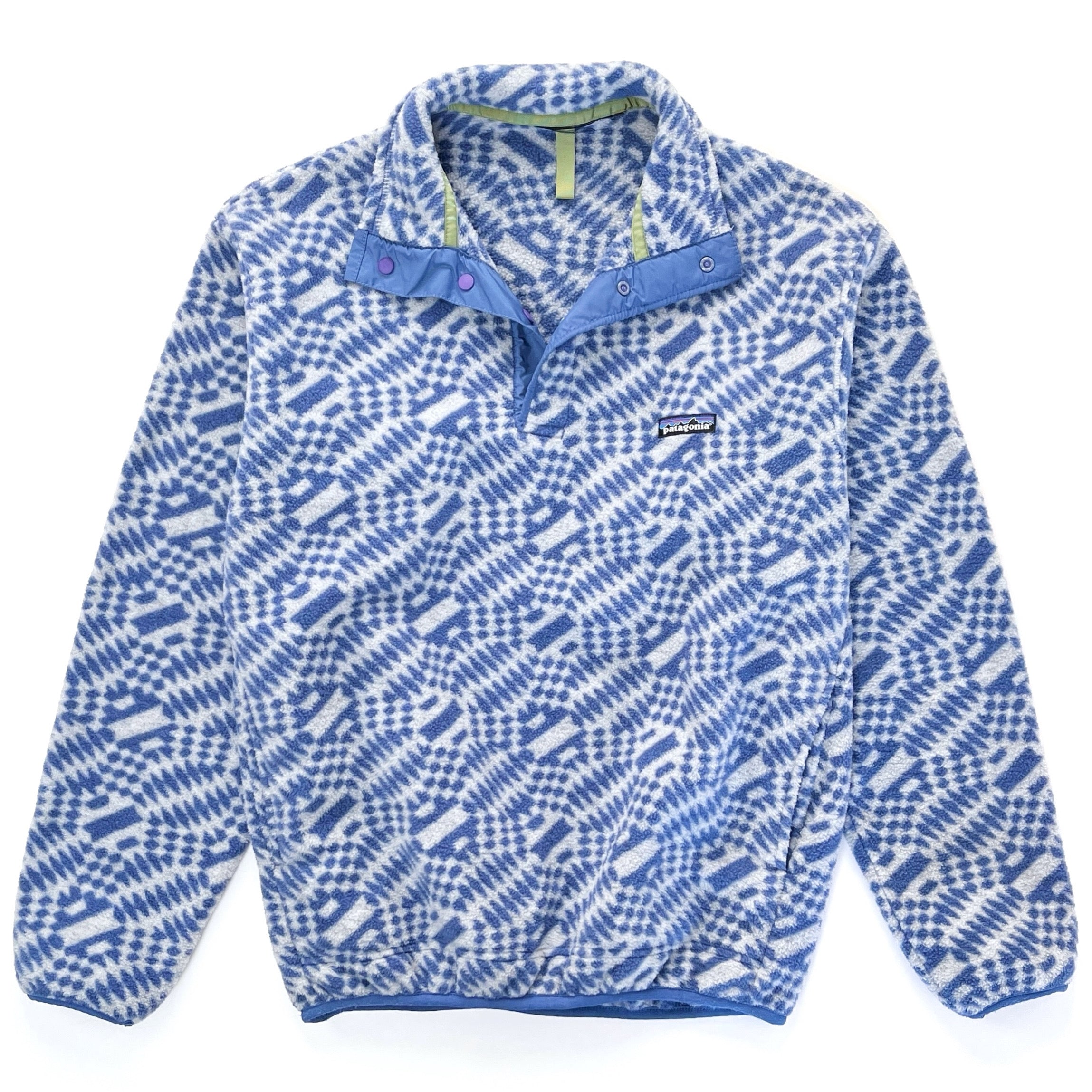 1998 Patagonia Made In The U.S.A. Printed Synchilla Snap-T, P’op: Blue (S)