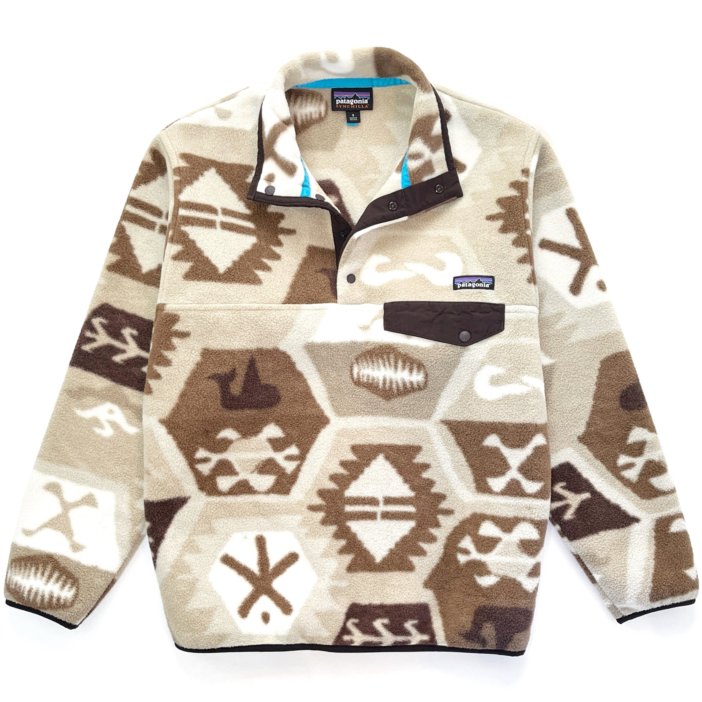 2015 Patagonia Printed Synchilla Snap-T Pullover, Cave: Khaki (S)