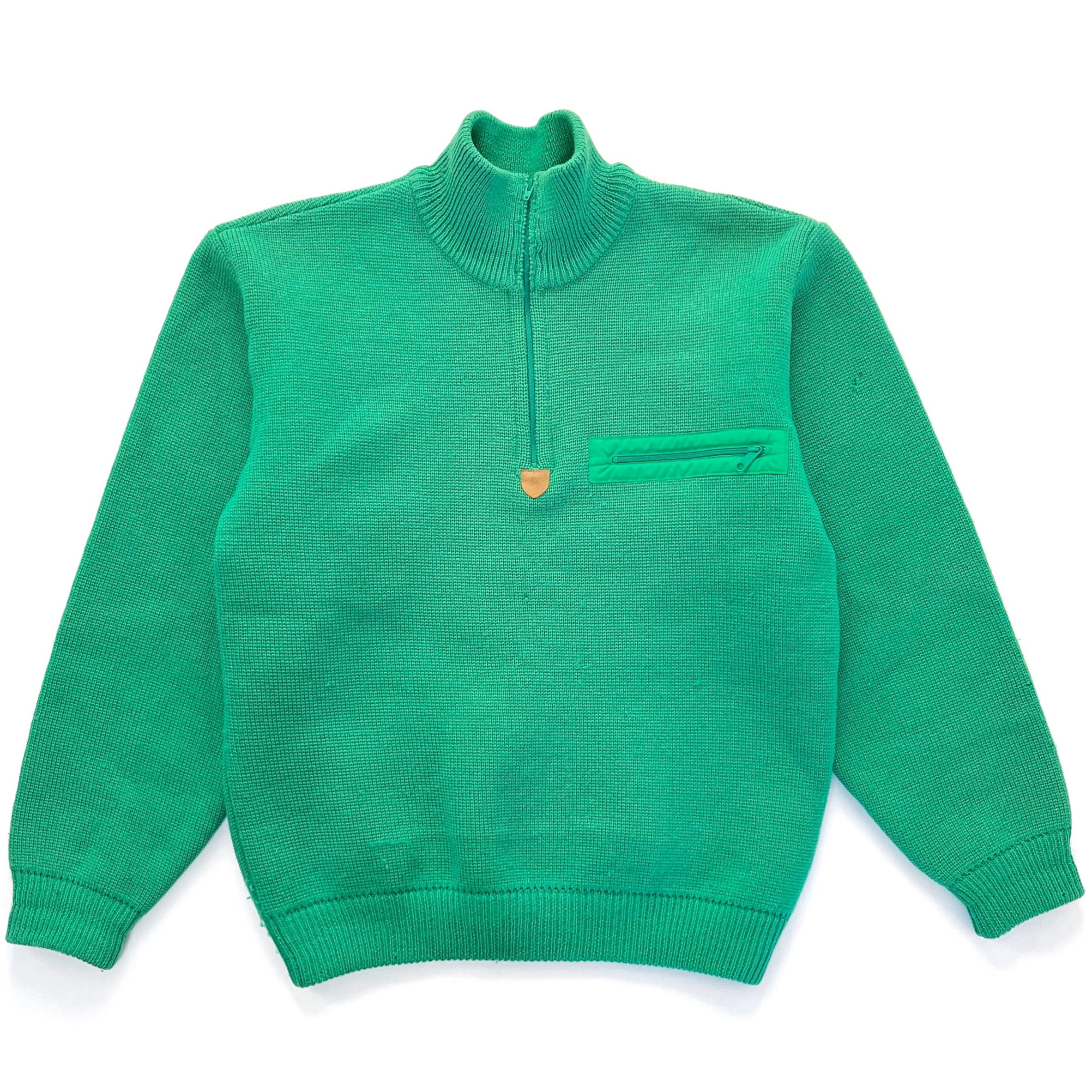 1990 Patagonia Alpiniste Heavy Half-Zip Wool Sweater, Emerald Green (S)