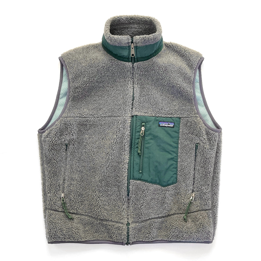 1999 Patagonia Made In The U.S.A. Retro-X Fleece Vest, Charcoal & Hunter (M)