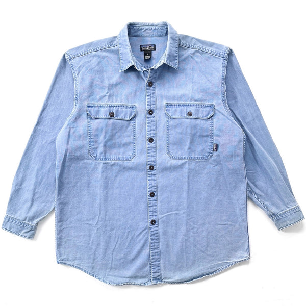 1996 Patagonia Garment-Dyed Cotton Canvas Shirt, Light Blue (L)